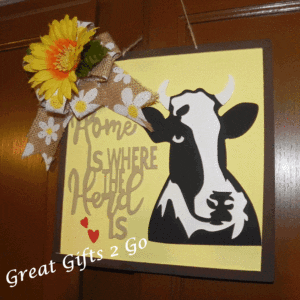 Wooden Cow Door Hanger