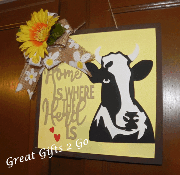 Wooden Cow Door Hanger