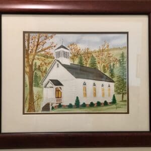 Charming Watercolor Little Country Church Painting