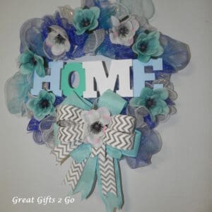 Gorgeous Handmade Blue and White Home Wreath