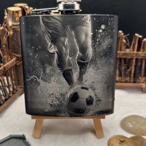 Beautiful Laser Engraved Stainless Steel Flask with Soccer Image