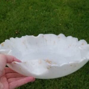 Mesmerizing Pearl White and Gold Decorative Resin Bowl