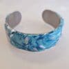 Mesmerizing Marbled Blue Pink And White Polymer Clay Bangle