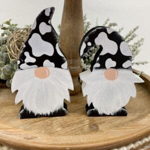 Adorable Black and White Cow Print Gnomes