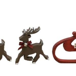 Adorable Wooden Christmas Sleigh and Reindeer Set