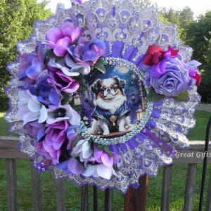 Gorgeous Japanese Chin Wreath with Lights