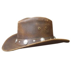 Buffalo Coin Distressed Crazy Horse Leather Cowboy Hat