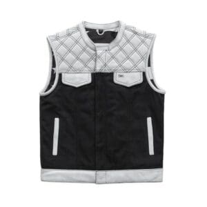 Club Style Biker Canvas and Leather Vest