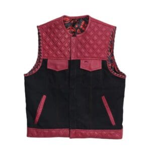 Hunt Club Style Biker Canvas and Leather Vest