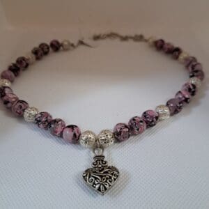 Mottled pink and silver necklace