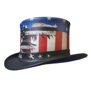Patriotic Eagle Black Leather Top Hat