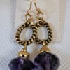 Elegant Purple And Gold Crystal Earrings