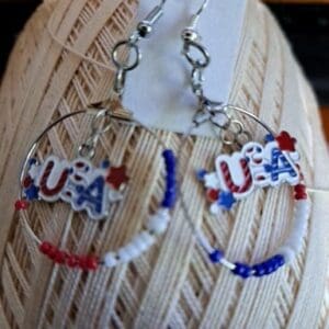 Red White and Blue USA Dangle Earrings