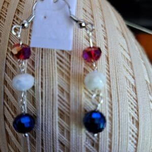 Red White and Blue Glass Dangle Earrings