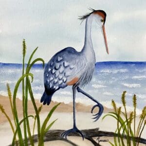 Stately Great Blue Heron at The Beach