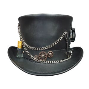 Steampunk Time Port Leather Top Hat