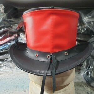 Steampunk Victorian Vest Black Leather Top Hat