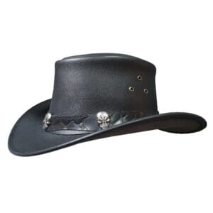 Tri Skull Band Rodeo Cowboy Leather Hat
