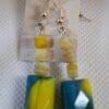 Unique Yellow and Blue Glass Earrings