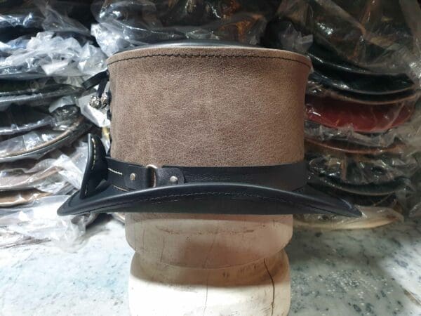 Vest And Bow Black Leather Top Hat