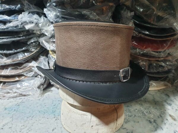 Vest And Bow Black Leather Top Hat