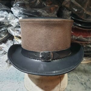 Vest And Bow Black Leather Top Hat