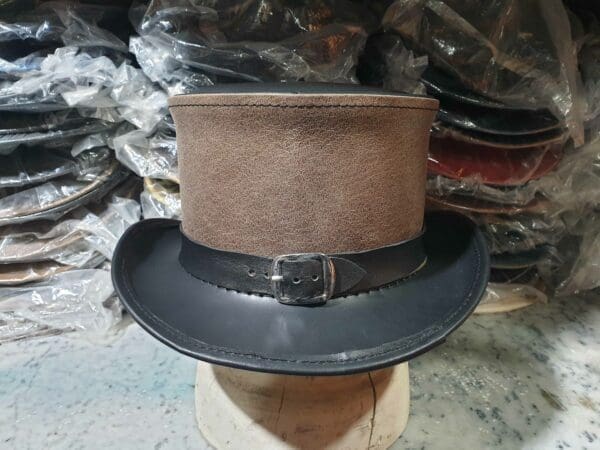 Vest And Bow Black Leather Top Hat