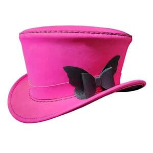 Victorian Pink Leather Top Hat