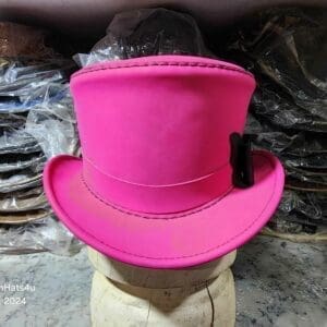 Victorian Pink Leather Top Hat