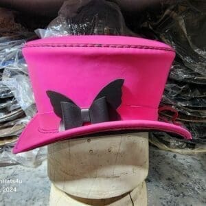 Victorian Pink Leather Top Hat