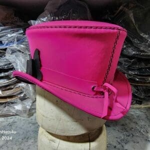 Victorian Pink Leather Top Hat