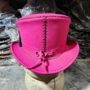 Victorian Pink Leather Top Hat