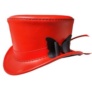 Victorian Red Leather Top Hat