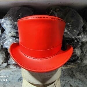 Victorian Red Leather Top Hat