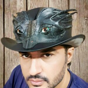 Dragon Mask band Leather Top Hat