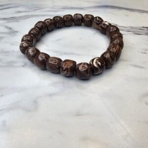 Marbled Brown Polymer Clay Beaded Bracelet