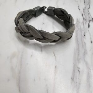 Classic Grey Braided Leather Bracelet