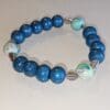 Cute Teal Polymer Beaded Bracelet with Leaves