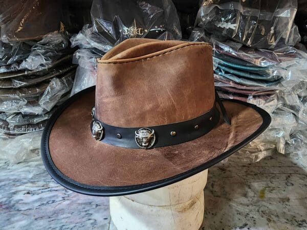 Cyclone Western Brown Leather Cowboy Hat