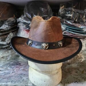 Cyclone Western Brown Leather Cowboy Hat