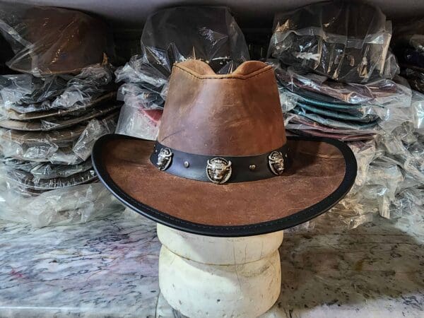 Cyclone Western Brown Leather Cowboy Hat