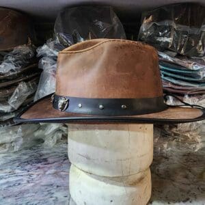 Cyclone Western Brown Leather Cowboy Hat