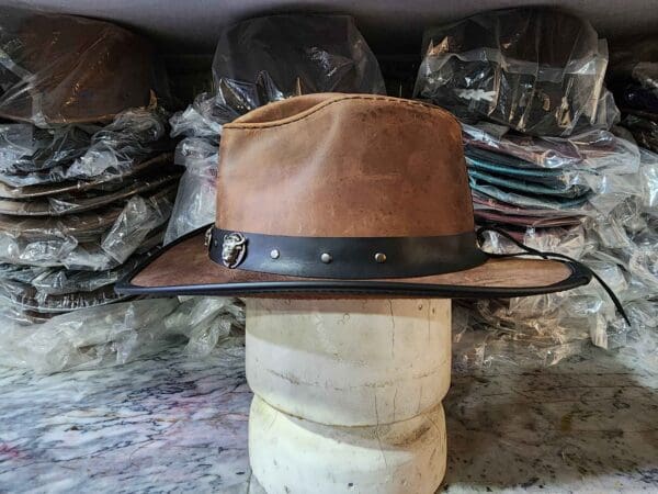 Cyclone Western Brown Leather Cowboy Hat