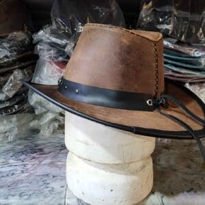 Cyclone Western Brown Leather Cowboy Hat