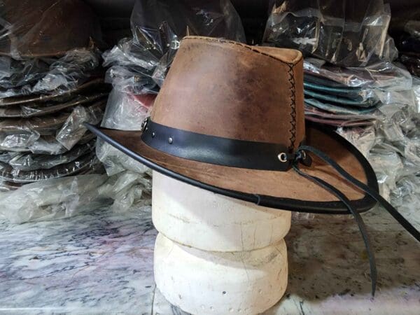 Cyclone Western Brown Leather Cowboy Hat