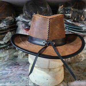 Cyclone Western Brown Leather Cowboy Hat