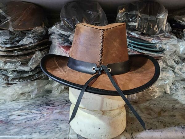 Cyclone Western Brown Leather Cowboy Hat