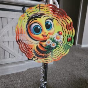 8in Bee Wind Spinner Vibrant Colors