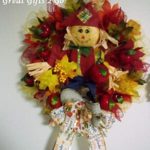 Charming Fall Apple Wreath With Scarecrow