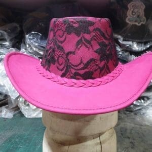 Pink Leather Western Cowgirl Hat